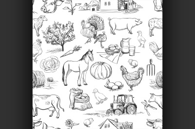 seamless pattern with farm related items