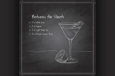 coctail Between the Sheets on black board