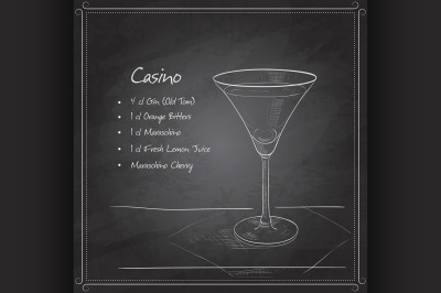 coctail casino on black board