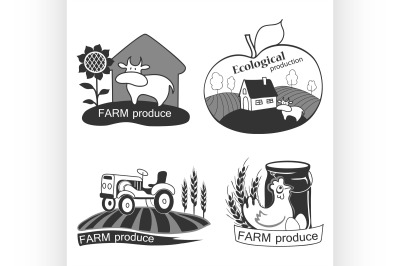 Set of farm fresh emblems, badges and design elements