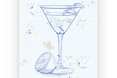 Between the sheets Coctail on a notebook page