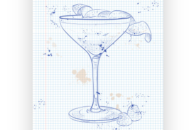 Clover Club Cocktail on a notebook page