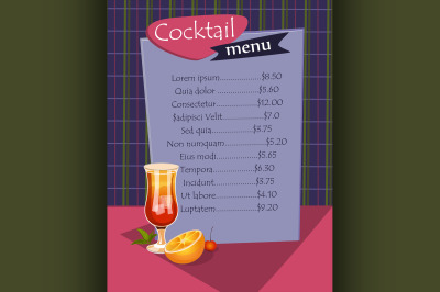 Cocktail menu template