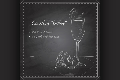 Cocktail belini on black board