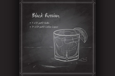 Cocktail Black russian on black board