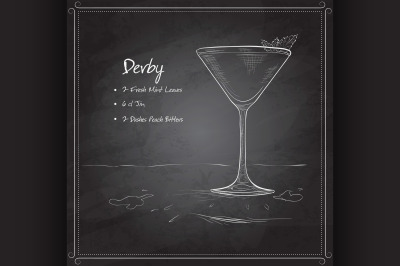 Cocktail derby on black board