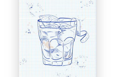 The Americano Cocktail on a notebook page