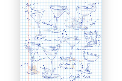 The Unforgettables Cocktail Set on a notebook page