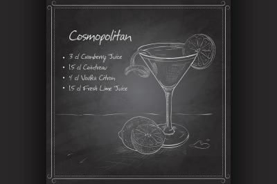 Cosmopolitan on black board