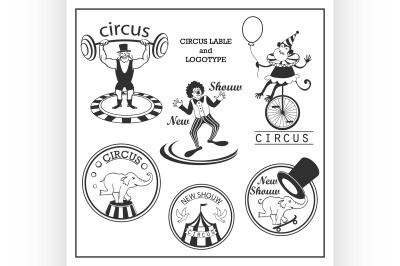 Sketch circus lable and logotype in vintage style