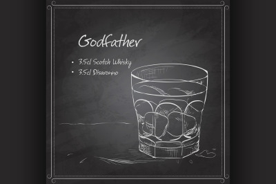 Alcoholic Cocktail Godfather on black board