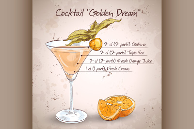 Alcoholic Cocktail Golden dream