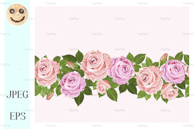Pale pink roses seamless design for cards