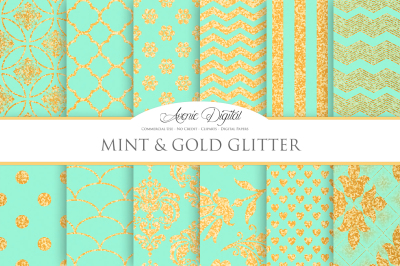 Gold and Mint Digital Paper