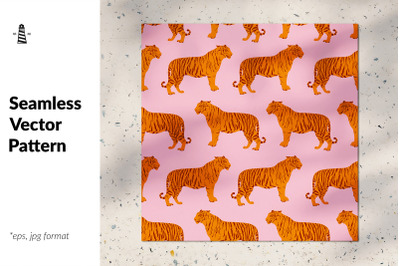 Wild cat seamless pattern