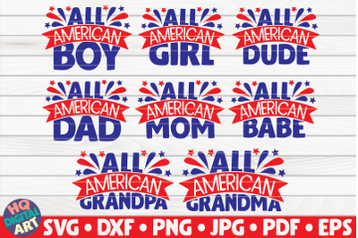 All American Family SVG Bundle | 8 Designs