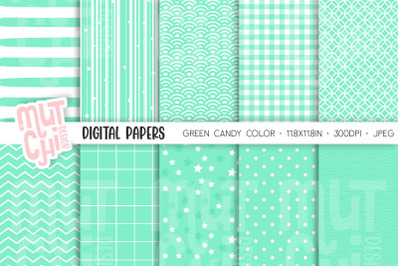 Green Candy Color Digital Papers