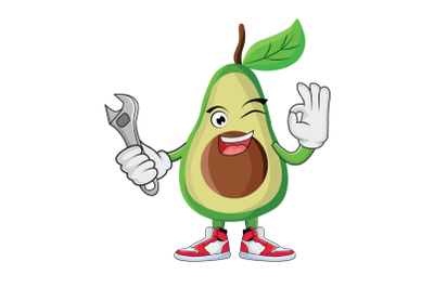 Avocado With Wrench Fruit Cartoon Character