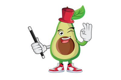 Avocado Magician Fruit Cartoon Character