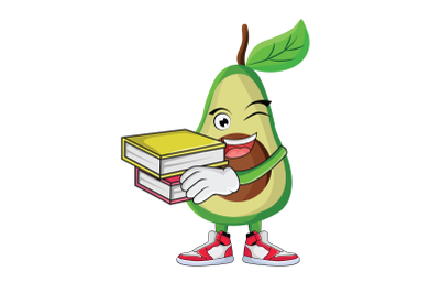 Avocado With Books Fruit Cartoon Character