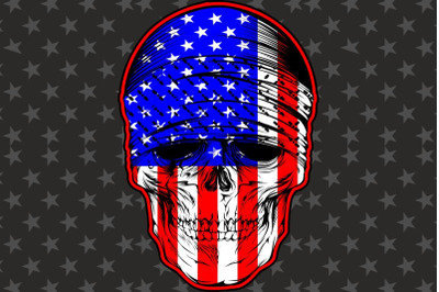 skull bandana with USA flag,Hand drawing