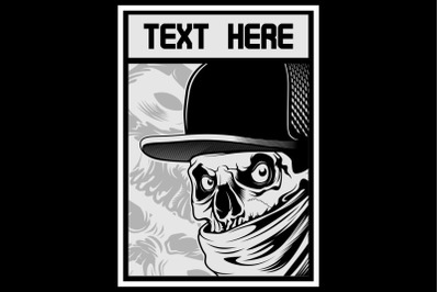 Skull bandits wearing hat,Hand drawing,Isolated,Easy to edit