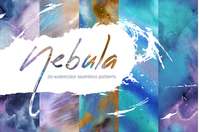 Nebula: watercolor seamless patterns