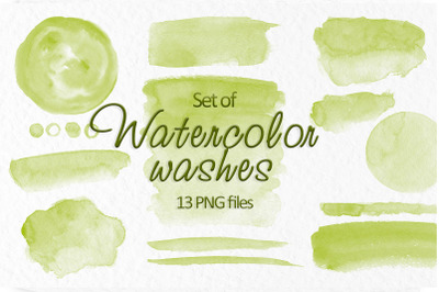 Olive green stains Watercolor stains clipart Washes Invitation decor