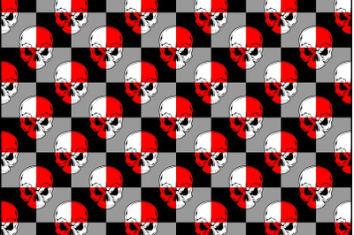 pattern skull red white,Hand drawing,Isolated,Easy to edit