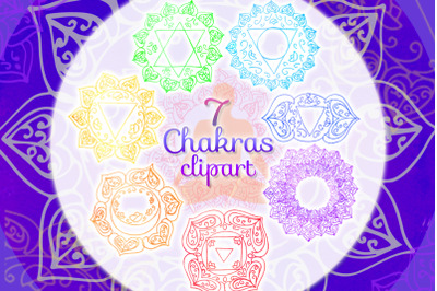 Watercolor chakras clipart Yoga clipart Meditation clipart