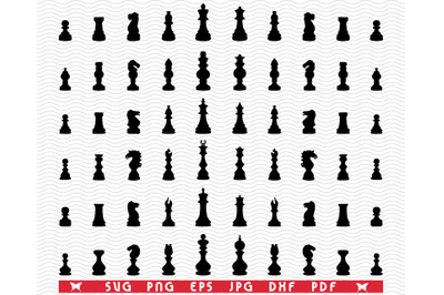 SVG&2C; Chess Figures&2C; Black silhouettes&amp;nbsp; &2C; Digital clipart