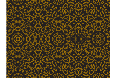 Pattern Gold Large Flower Curved Lines