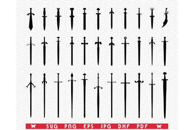 SVG, Swords, Black silhouettes&nbsp; , Digital clipart