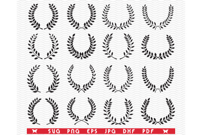 SVG, Laurel Wreaths, Black silhouettes, Digital clipart