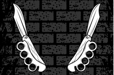 knife with knuckle hand drawing vector