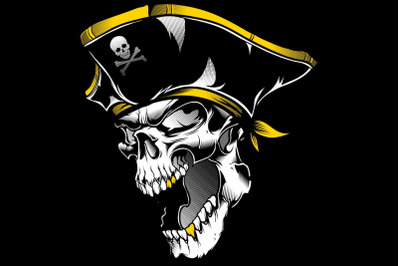 skull pirate hand drawing vector