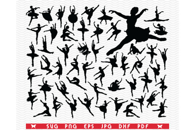 SVG &amp;nbsp;Ballerinas&2C; Black Silhouettes&2C; Digital clipart