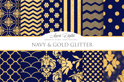 Gold and Navy Digital Paper