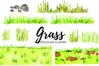 Watercolor grass scene clipart