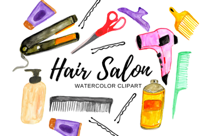 Watercolor hair salon clipart