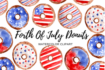Watercolor Forth Of July Donuts