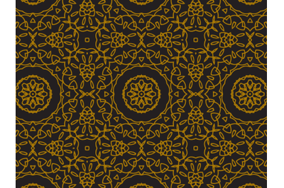 Pattern Gold Floral Ornament Line Motifs