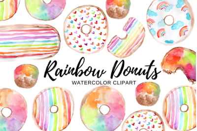 Watercolor Rainbow Donut
