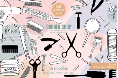 Barber Shop | Vintage Beauty salon | Hairdresser Doodles