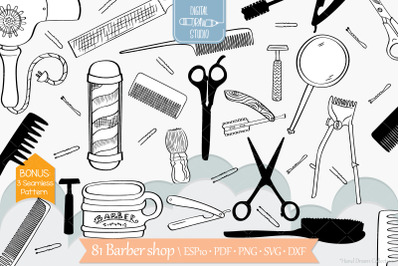 Barber Shop | Vintage Beauty salon | Hairdresser Doodles