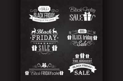 Black Friday Sale Calligraphic Designs set on blackboard