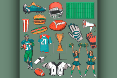 Hand drawn American Football collection