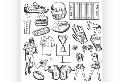 Hand drawn American Football elements