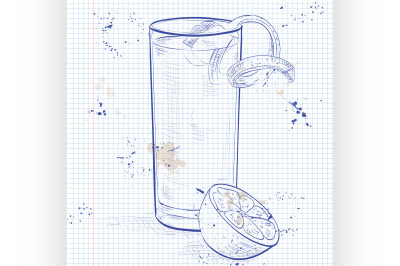 Gin Fizz cocktail on a notebook page