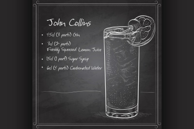 Cocktail John Collins on black board